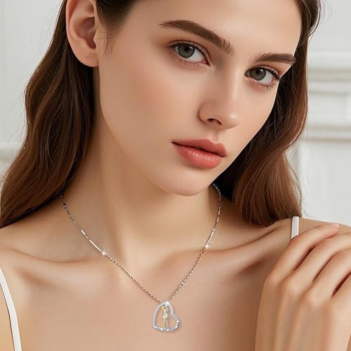 FLYOW S925 Sterling Silver Best Friend Couple Pendant Friendship Sun Moon Lotus Yin Yang Matching Bff Necklace for Women Jewelry - style: heart