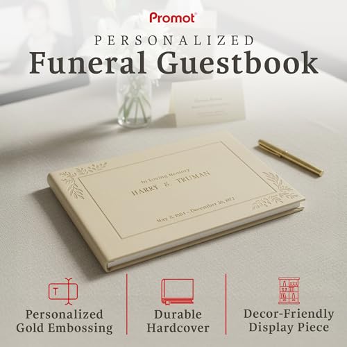 Promot Funeral Guestbook - Guestbook for Funeral Celebration (Gold) - color: Gold