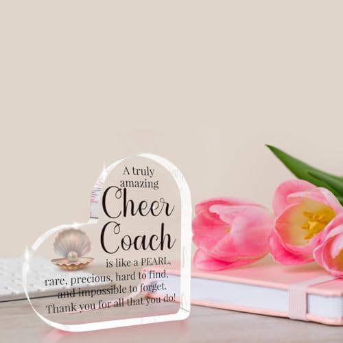 Cheer Coach Acrylic Sign for Women Cheerleading Cheerleader Gifts for Woman Her Thank You Appreciation Present for Physical Education Team Gym Ballet Dance Coach 4 X 4 Inch - color: Cheer Coach