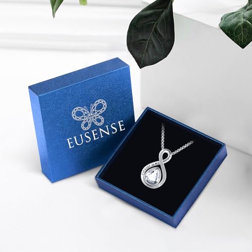 Eusense Cremation Jewelry for Ashes Urn Necklace to Put Ashes In 925 Sterling Silver Memorial Pendant Tree of Life Infinity Urn Necklaces for Ashes Necklace for Women Men - style: F-Infinity Urn-04-Apr.-CZ Clear White