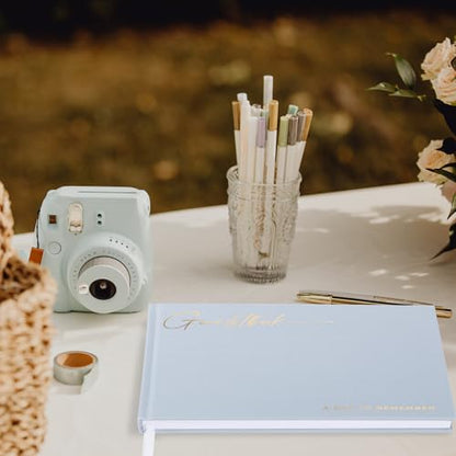 Beautiful Wedding Guest Book for Your Wedding Reception w/ Polaroid Photos | Simply Elegant Guestbook to Sign in and Add Photos - The Perfect Baby Shower Guest Book for the Special Day - color: Blue