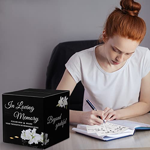 Fainne 50 Pcs Lily Share a Memory Cards with Celebration of Life Box Funeral Advice Cards Thank You Sympathy Holder Box Decor for Guest Funerals Memorial Service Farewell Remembrance Party Supplies - style: Lily
