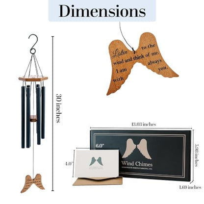 Memorial Wind Chimes for Loss of Loved One, 30" Angel Wing Windchimes Sympathy Gifts for Loss of Loved one, Sympathy Wind Chimes Memorial Gifts for Loss of Mother Father Funeral Gifts Condolence.