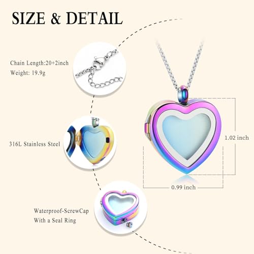 zeqingjw Glass Cremation Jewelry - Round Heart Memorial Urn Necklace for Ashes of Loved One - Stainless Steel Human Pet Dog Cat Keepsake Urn Pendant - color: A-Customize