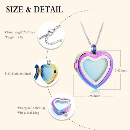 zeqingjw Glass Cremation Jewelry - Round Heart Memorial Urn Necklace for Ashes of Loved One - Stainless Steel Human Pet Dog Cat Keepsake Urn Pendant - color: A-Customize