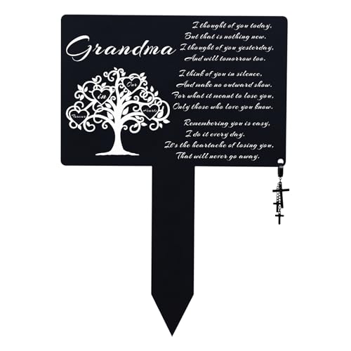 Grandma Cemetery Decorations, Waterproof Metal Grave Marker with Cross - color: Grandma