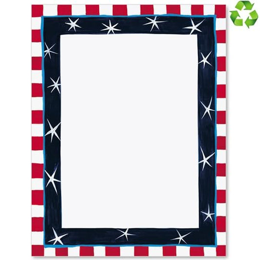 PaperDirect Patriotic Boldness Border Papers, USA Stationery with Red White Stripe Outer Border, Blue Inner Border with Stars, 8.5 x 11, Acid-Free, Ideal for Flyers, Invites, Cards, 25 Sheets - color: Patriotic Boldness
