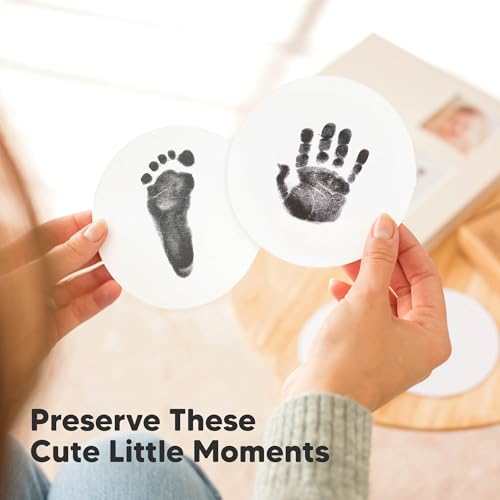 2pk Inkless Baby Hand and Footprint Kit Mess Free Ink Pad (Jet Black, Round) | Round Size, Newborn Keepsake, Dog Nose, Paw Print Kit, Clean Touch Ink Pads, Baby Handprints Footprints Kit, New Mom Gifts - color: Jet Black, size: 2-Pack, Round 3.4" x 3.4"
