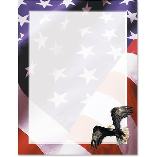 PaperDirect Patriotic Glory Border Paper, Red White Blue Design with Stars and Stripes, 8.5 x 11, Acid-Free, Ideal for Invitations, Flyers, Crafts, Holiday and Military Events, Cards, 25 Sheets - color: Patriotic Glory