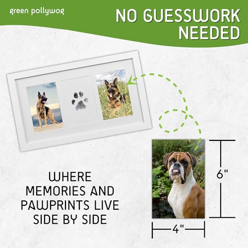 Green Pollywog Paw Print & Nose Print Keepsake Kit with Ink Pad - size: Paw Print Frame Kit - White