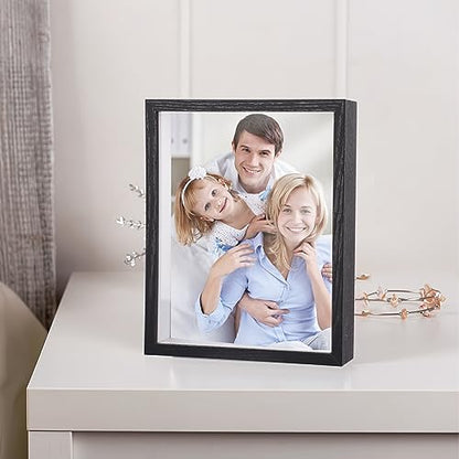 Shadow Box Frame 8x10 - 3 Pack Wood Deep Shadowbox with Glass - size: 8x10-3pcs-black