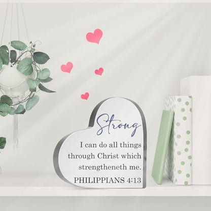 Christian Plaque Sign, Inspirational Religious Birthday Gifts, Bible Verse Gifts for Women, Christian Gifts for Family Sister Friend Mom, Faith Based Decorative Paperweight Accessories - style: Christian 03