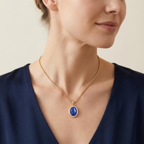 ONEFINITY Locket Necklace Photo Necklace Memorial Jewelry Gifts for Women Mom Wife - color: gold-Lapis Lazuli