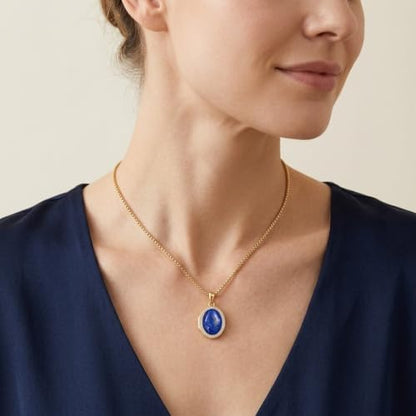 ONEFINITY Locket Necklace Photo Necklace Memorial Jewelry Gifts for Women Mom Wife - color: gold-Lapis Lazuli