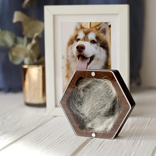 Pet Hair Keepsake Box for Dog or Cat Fur – Wooden Memorial Display Box with Clear Acrylic Lid – Unique Gift for Pet Loss – Forever in My Heart (Dark Wood Not Engraved) - color: Dark Wood Not Engraved