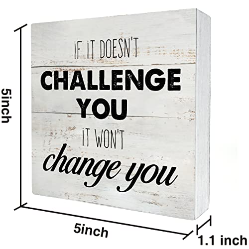 Rustic Uplifting Fitness Wood Box Sign Motivational Workout Wooden Box Sign - color: CHALLENGE