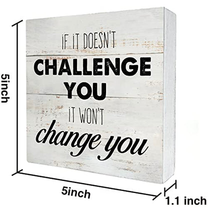 Rustic Uplifting Fitness Wood Box Sign Motivational Workout Wooden Box Sign - color: CHALLENGE