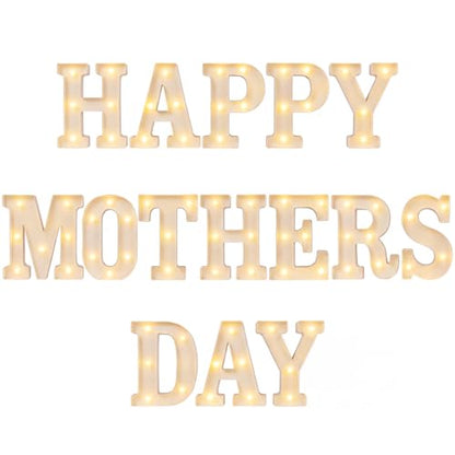 15 Pcs Happy Mother's Day Decorations Mommy Light up Signs Mother Day LED Letter Lights Battery Powered Mom Letters Signs for Wall Shelf Table Mothers Table Decor Mom's Birthday Party Supplies - style: Happy Mothers Day