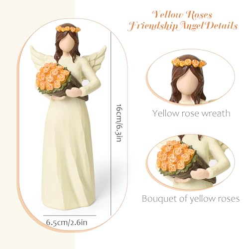 R S Trade Yellow Roses Angel Figurines, Friendship Gifts for Women | Friend Bestie Gifts to Express Encouragement, Appreciation, Celebrating New Beginnings - style: Friendship Gifts for Women