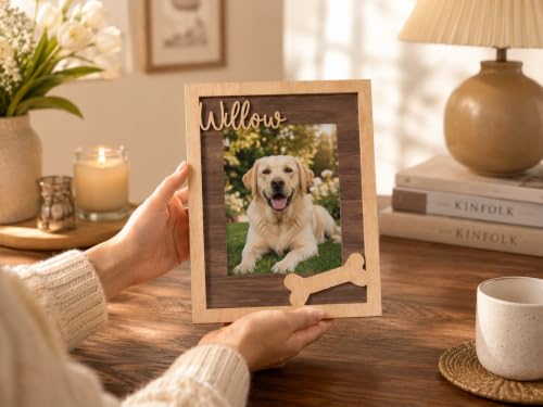 Custom Pet Memorial Frame, Personalized Wooden Picture Frame for Dog, Pet Loss Gift, Dog Mom Gift, Rainbow Bridge Remembrance, Memorial Day Keepsake