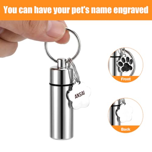 3 Pack Dog Urn Ashes Keepsake Keychain, Pet Urns for Dogs, Blank DIY Engravable Memorial Ash Holder - color: Silver-Small