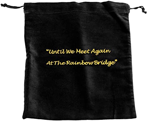 Large Black Velvet Rainbow Bridge Cremains Bag for Ashes - Large Size 10"L x 12"H - for Holding 230 Cubic Inches of Pet Cremains - Includes Plastic Bag for Ashes - color: Black, size: Large
