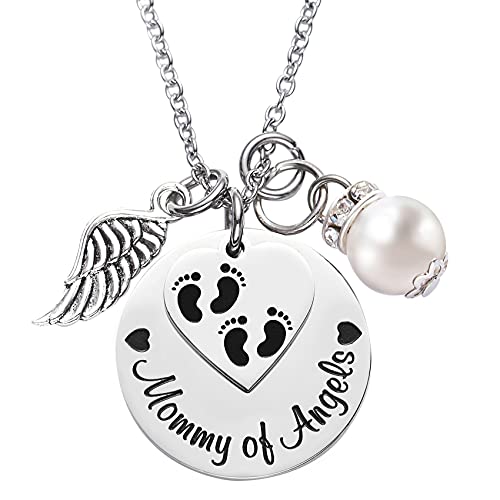 LParkin Miscarriage Gifts For Mothers Memorial Necklace For Mommy of an Angel Sympathy Wing Gift - color: Mommy-angels-Necklace
