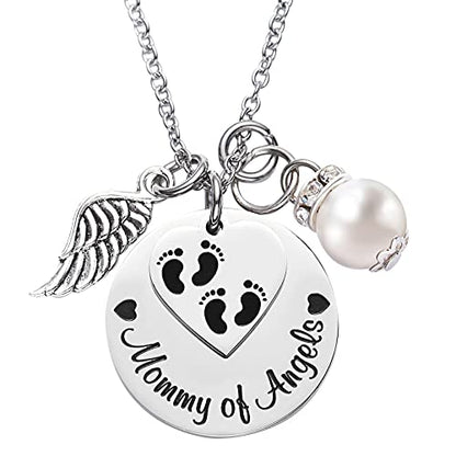 LParkin Miscarriage Gifts For Mothers Memorial Necklace For Mommy of an Angel Sympathy Wing Gift - color: Mommy-angels-Necklace