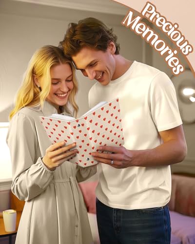 Slohif Photo Album 4x6 Pictures Leather Small Memory Book Keepsake for Family Wedding Postcard 100 Pockets Personalized Couples Photobook for Engagement Travel Vacation Birthday Honeymoon Heart - style: Heart
