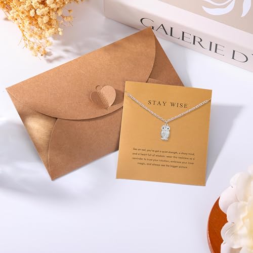 Baydurcan Pendant Necklace for Women Friends Sister Birthday Christmas Gift | Silver Evil Eye Ankh Mary Friendship Dragonfly Hummingbird Snake Turtle Pendant Necklace for Her Just Because Gifts - style: Owl
