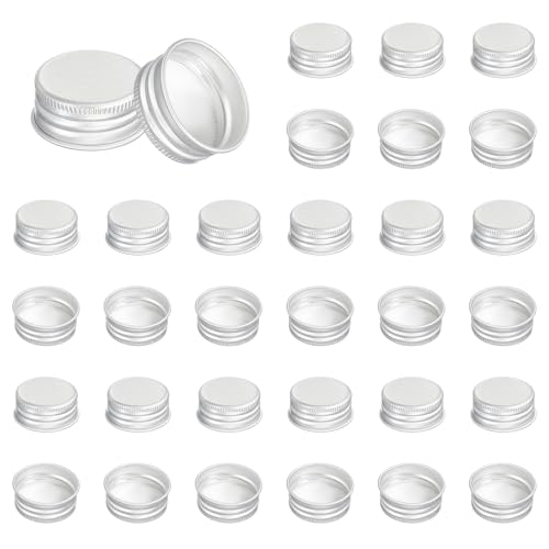 PATIKIL 30mm Metal Round Screw Lids, 36 Pcs Aluminum Mason Jar Lids Screw Top Caps for Lab Home Storage Jars Gallon Jugs Glass Snack Containers Liquid Storage, Silver Tone - size: 30mm