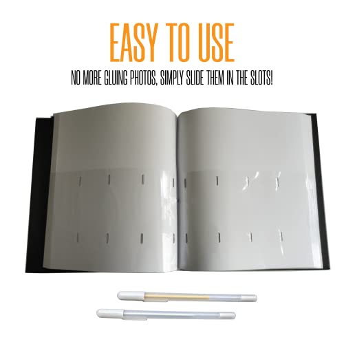 2x6 Strip Album, Black Cover White Pages, 2 Gel Pens, 5pk - color: B&W, size: 5