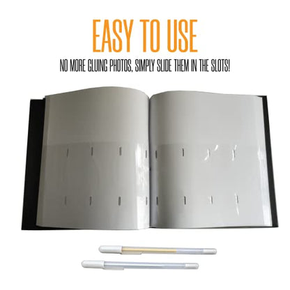 2x6 Strip Album, Black Cover White Pages, 2 Gel Pens, 5pk - color: B&W, size: 5