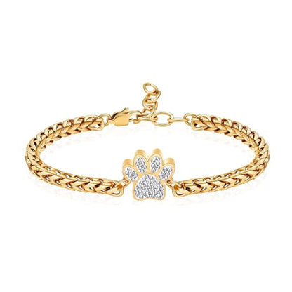 zeqingjw Urn Bracelet for Pets Ashes Pet Cremation Jewelry Stainless Steel Paw Print Pet Memorial Bracelet Pet/Dog's/Cat's Ashes Keepsake for Women Men - color: Gold