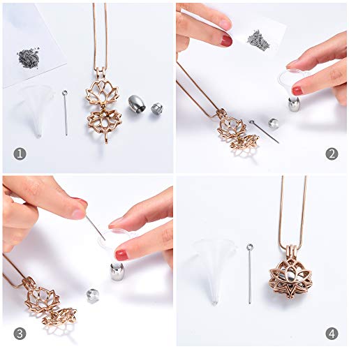 Cremation Jewelry Urn Necklace for Ashes with Hollow Mini Ball Keepsake Urn Pendant Memorial Jewelry for Ashes - color: Rose