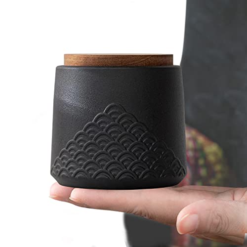 NSOnline Black Small Urn Ashes Keepsake Ceramic 4.3 in high 30 Cubic inches