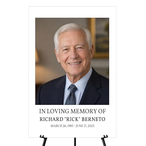 Memorial Sign, In Loving Memory Celebration of Life Display With Easel, Personalized Photo Funeral Board Decoration, Custom Forever Loved Signage With Picture, Multiple Size & Material, IA11 - color: Theme 11