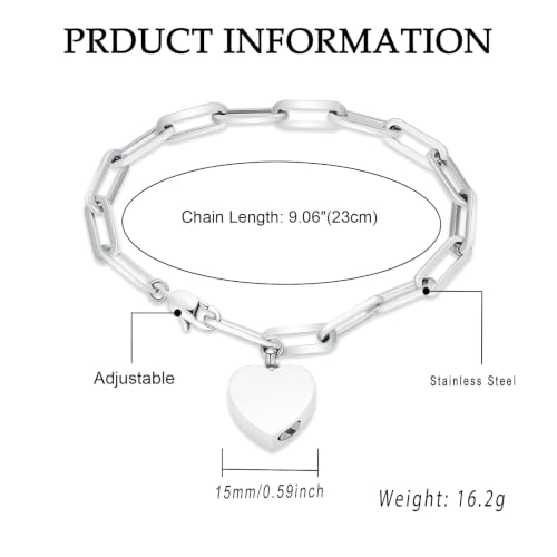 Heart Urn Bracelet for Ashes for Women Men Cremation Jewelry - color: Color-Customize