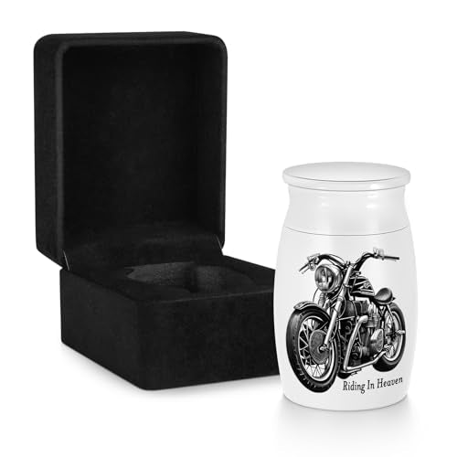 SOITIS Small Urns for Human Ashes Keepsake-Aluminum 2.76 Inch Mini Urn with Gift Box, Memorial Motorcycle Urns for Human Ashes, Sharing Cremation Urns for Human Ashes