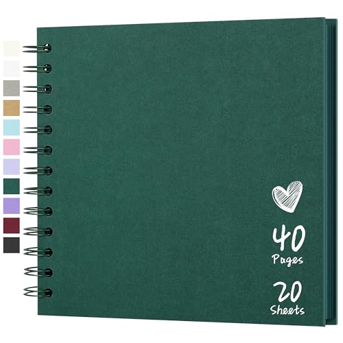 Scrapbook Photo Album 7"x7" 20 Sheets 40 Pages Hardcover Kraft Paper Khaki - color: Green, size: 7"x7" 20 Sheets