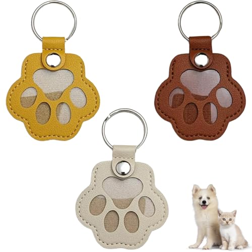 Cat Dog Hair Storage Keychain, Pet Hair Keychain, Fur Keepsake Keyring | Pet Memorial Gifts, Cat & Dog Lovers Gifts - color: Brown+white+yellow