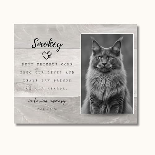 Cat Memorial Gift – Personalized Pet Photo Frame, Custom Cat Loss Keepsake, Cat Remembrance Plaque, Pet Sympathy Gift for Cat Lovers (B) - style: B