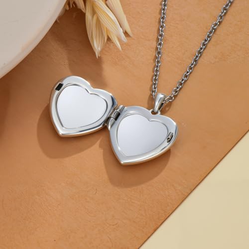 Heart Locket Necklace 925 Sterling Silver Custom Photo Pendant That Holds Pictures Memorial Jewelry Gifts for Women Mom Daughter - color: Butterfly, style: 3-photo&text customized