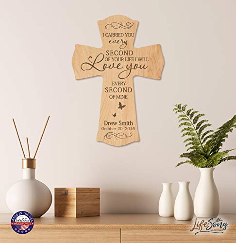 LifeSong Milestones Memorial Wooden Cross 8.5x11 I Carried You (Butterfly) Condolence Funeral Remembrance in Loving Memory Bereavement Gift for Loss of Loved One (Maple) - color: Maple