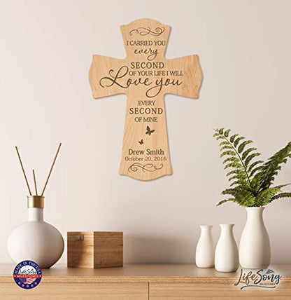 LifeSong Milestones Memorial Wooden Cross 8.5x11 I Carried You (Butterfly) Condolence Funeral Remembrance in Loving Memory Bereavement Gift for Loss of Loved One (Maple) - color: Maple