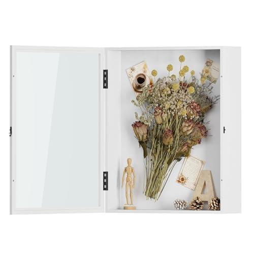 Muzilife 16x20 Large Shadow Box Pine Wood Picture Frame, 3.94 Deep, White - color: White, size: 16"x20"