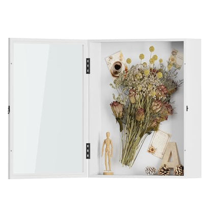 Muzilife 16x20 Large Shadow Box Pine Wood Picture Frame, 3.94 Deep, White - color: White, size: 16"x20"