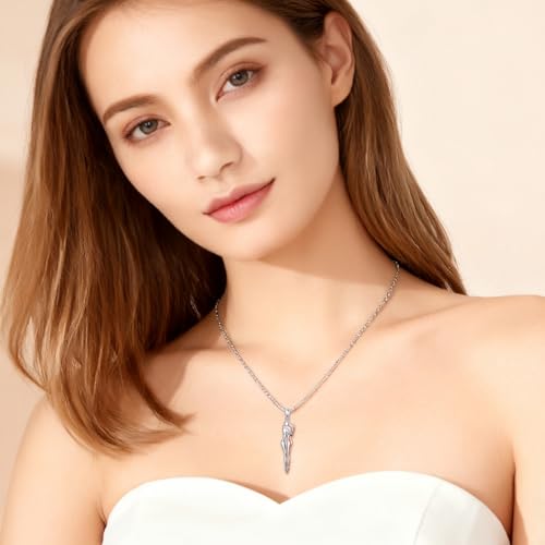 FLYOW S925 Sterling Silver Best Friend Couple Pendant Friendship Sun Moon Lotus Yin Yang Matching Bff Necklace for Women Jewelry - style: Hug A