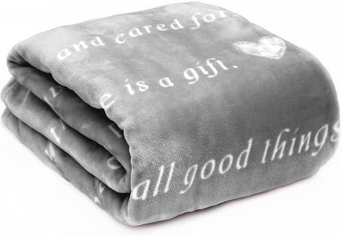 Compassion Blanket (Brand)- Strength Courage Super Soft Warm Hugs, Get Well Gift Blanket Plush Healing Thoughts Positive Energy Love & Hope (Gray, 50 x 60 Fleece) - color: Gray, size: 50 x 60 Fleece