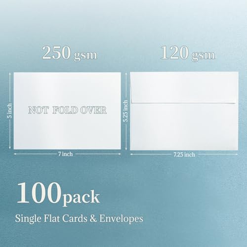 100 Pack Goefun White Shimmer Blank Note Cards and Envelopes (Not Folded) - color: shimmer white, size: 5x7